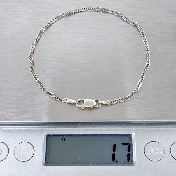 Vintage Italy | Sterling Silver 925 | Singapore Chain Bracelet | 7.25" - Picture 6 of 6